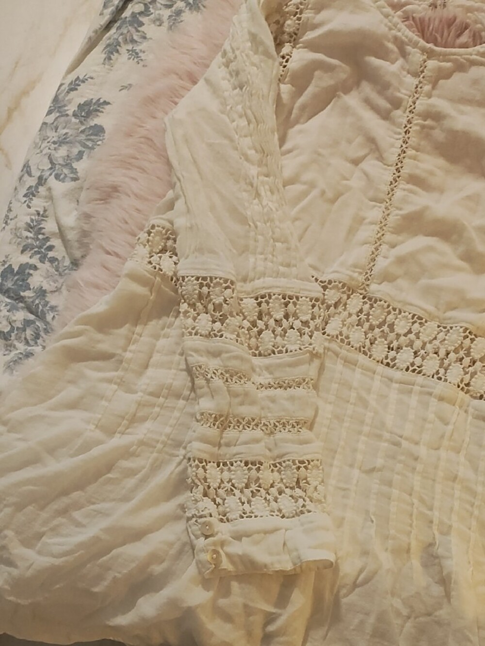 RAGA Cream Cotton Dress with Crochet Lace Trim - Picture 2 of 7